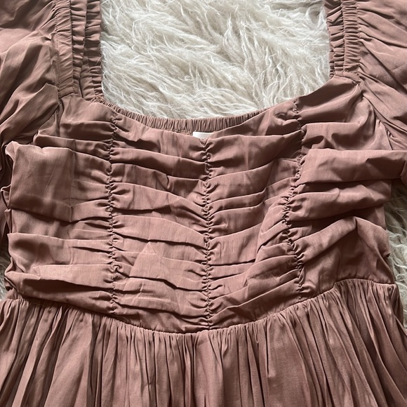 NWT Mustard Seed 'Latte' ruched pleated tiered 3/4 sleeve dress size S - Picture 6 of 10